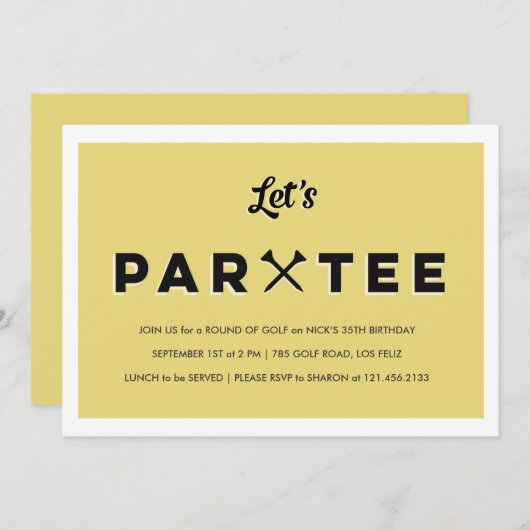 Modern Golf Party Kaart (Voorkant / Achterkant)