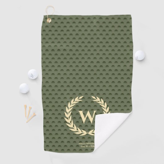 MODERN GOLF VADERDAG ARMY GREEN MONOGRAM GOLFHANDDOEK (Insitu)