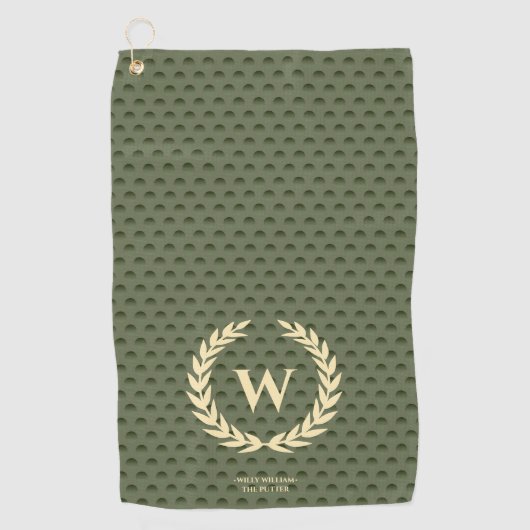 MODERN GOLF VADERDAG ARMY GREEN MONOGRAM GOLFHANDDOEK (Voorkant)