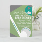 Modern Golfbal Thema Jongens Baby Shower Groen Nav Kaart (Staand voorkant)