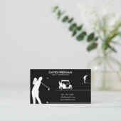 Modern Golfer & Cart Black Golf Instructor Visitekaartje (Staand voorkant)