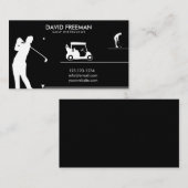 Modern Golfer & Cart Black Golf Instructor Visitekaartje (Voorkant / Achterkant)