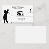 Modern Golfer & Cart White Golf Instructor Visitekaartje (Voorkant / Achterkant)