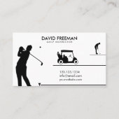 Modern Golfer & Cart White Golf Instructor Visitekaartje (Voorkant)