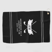 Modern Golfer Custom Monogrammed Golf Clubs Black Golfhanddoek (Horizontaal)