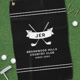 Modern Golfer Custom Monogrammed Golf Clubs Black Golfhanddoek