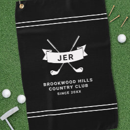 Modern Golfer Custom Monogrammed Golf Clubs Black Golfhanddoek