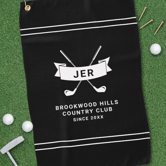 Modern Golfer Custom Monogrammed Golf Clubs Black Golfhanddoek