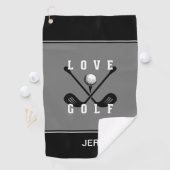 Modern Golfer Golf Ball Pro Sport Quote Black Grey Golfhanddoek (Insitu)