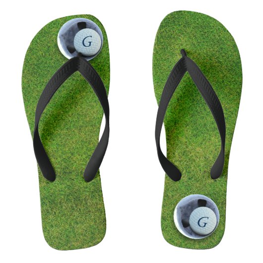 Modern Golfer Golf Course Monogram Groen Teenslippers (Voetbed)