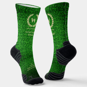 MODERN GOLFER MONOGRAM GRASS GREEN LUCKY GOLF SOKKEN