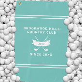 Modern Golfer Monogram Initials Golf Clubs Teal Golfhanddoek