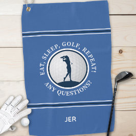 Modern Golfer Monogram Pro Sports Golf Ball Blue Golfhanddoek