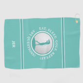 Modern Golfer Monogram Quote Sports Pro Golf Blauw Golfhanddoek (Horizontaal)