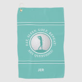 Modern Golfer Monogram Quote Sports Pro Golf Blauw Golfhanddoek (Voorkant)