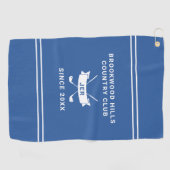 Modern Golfer Monogrammed Initials Golf Clubs Blue Golfhanddoek (Horizontaal)
