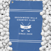 Modern Golfer Monogrammed Initials Golf Clubs Blue Golfhanddoek