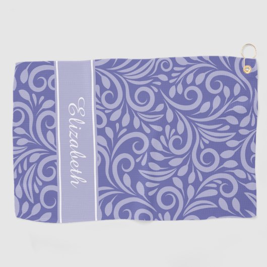 Modern Golfer Name Cute Periwinkle Blue Pattern Golfhanddoek (Horizontaal)