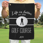 Modern Golfer Pro Quote Monogrammed Black White Golfhanddoek