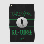 Modern Golfer Pro Sports Monogrammed Black Green Golfhanddoek (Voorkant)