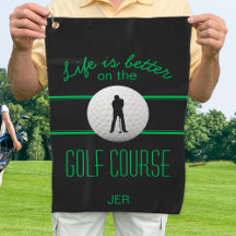 Modern Golfer Pro Sports Monogrammed Black Green
