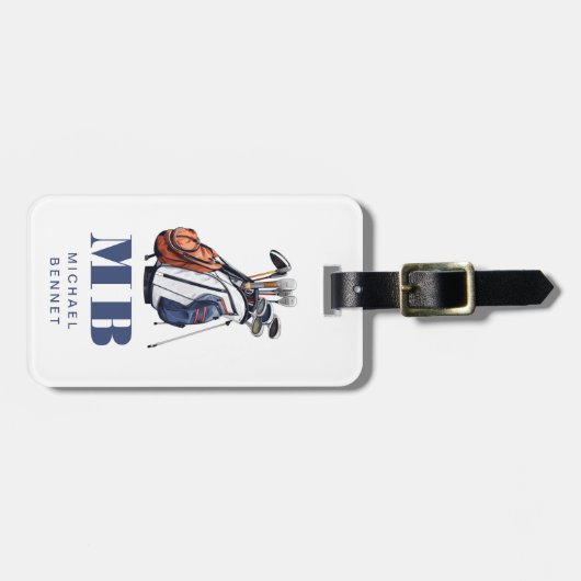 Modern Golfer Sport Monogram Bagagelabel (Voorkant horizontaal)