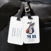 Modern Golfer Sport Monogram Bagagelabel