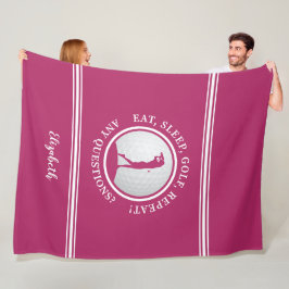 Modern Golfer Sports Monogram Name Golf Cute Pink Fleece Deken