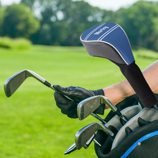 Modern Golfer Sports Player Custom Name Club Blue Golfheadcover