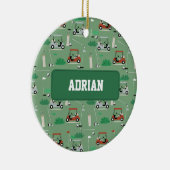 Modern Golfer thema gepersonaliseerde naam Keramisch Ornament (Rechts)