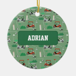 Modern Golfer thema gepersonaliseerde naam Keramisch Ornament