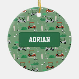 Modern Golfer thema gepersonaliseerde naam Keramisch Ornament