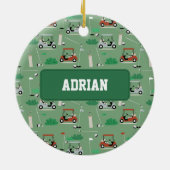 Modern Golfer thema gepersonaliseerde naam Keramisch Ornament (Achterkant)