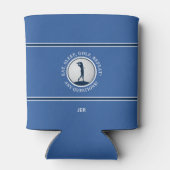 Modern Golfer Women’s Monogram Personalized Blue Blikjeskoeler (Achterkant)