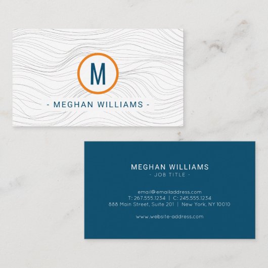 Modern golfpatroon met blauw golvend visitekaartje (Voorkant / Achterkant)