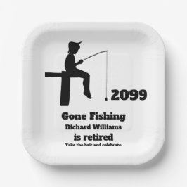 Modern Gone Viste gepensioneerde zittende visser Papieren Bordje