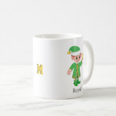 Modern Good Luck Elf with Calligraphy & Monogram Koffiemok (Voorkant rechts)