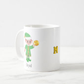 Modern Good Luck Elf with Calligraphy & Monogram Koffiemok (Voorkant links)