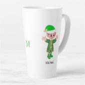 Modern Good Luck Elf with Script and Monogram Latte Mok (Rechterhoek)