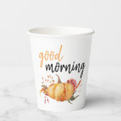 Modern Good Morning Pumpkin Quote Papieren Bekers (Achterkant)