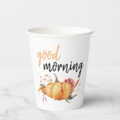 Modern Good Morning Pumpkin Quote Papieren Bekers (Voorkant)