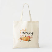 Modern Good Morning Pumpkin Quote Tote Bag (Voorkant)