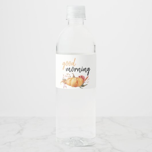 Modern Good Morning Pumpkin Quote Waterfles Etiket (Voorkant)