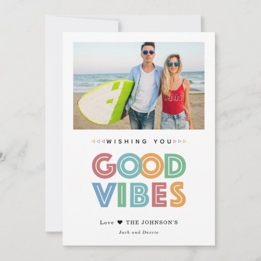 Modern Good Vibes Colorful Photo Feestdagenkaart (Voorkant)