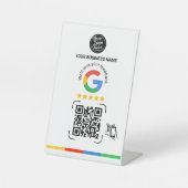 Modern Google Feedback QR Code Wit Reclamebord Met Voetstuk (Voorkant)