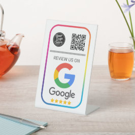 Modern Google Review QR Code Business Reclamebord Met Voetstuk