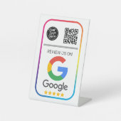 Modern Google Review QR Code Business Reclamebord Met Voetstuk (Voorkant)