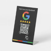 Modern Google Review QR Scan Black Stand Reclamebord Met Voetstuk (Voorkant)