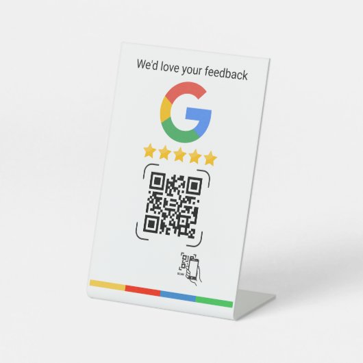 Modern Google Review QR Scan Stand Reclamebord Met Voetstuk (Voorkant)