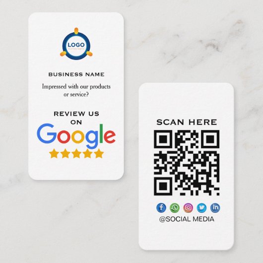 Modern Google Review With QR Code  Visitekaartje (Voorkant / Achterkant)